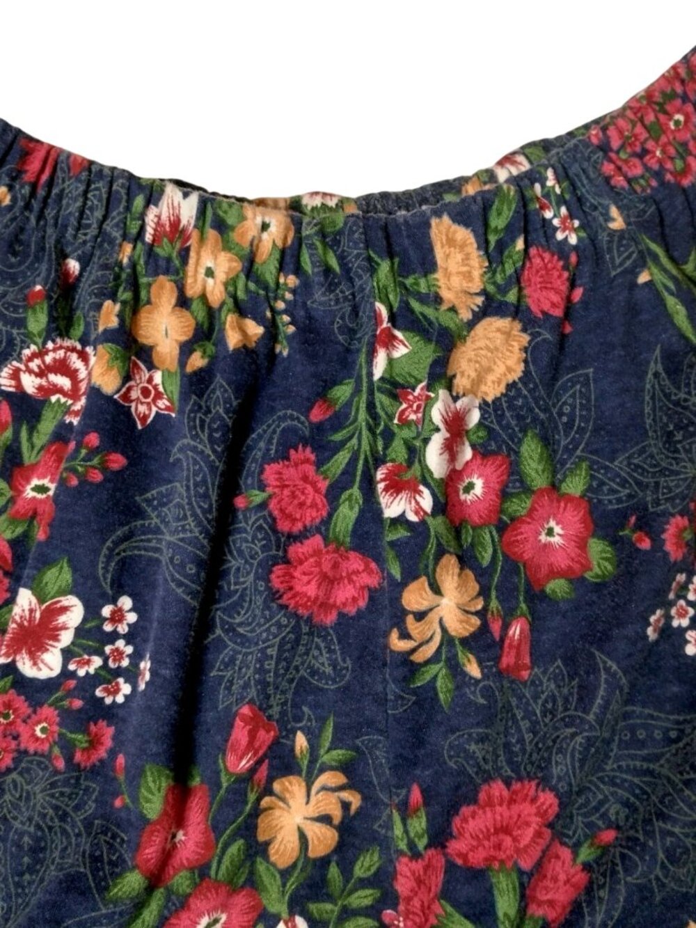 Vintage Large Skirt And Shirt Knit Outfit Set Blue Floral Cottagecore Soft USA - Picture 7 of 16